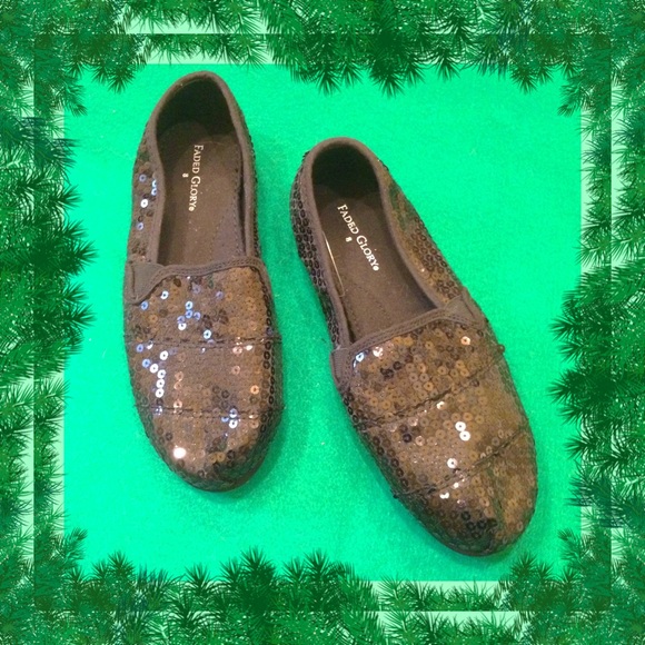 Faded Glory Shoes - Faded Glory Black Sequin Flats Size 8 NWOT